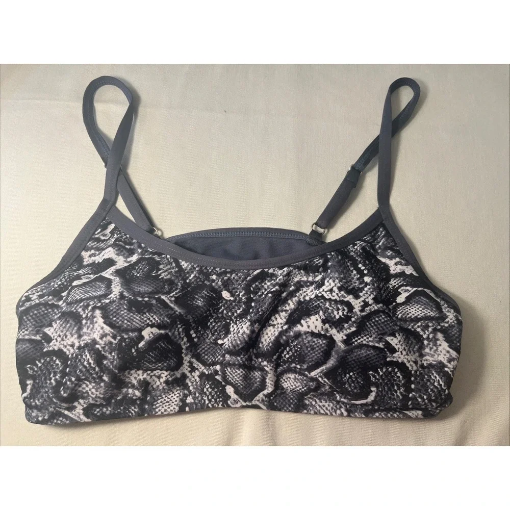 Kona‎ Sol Women's Med Bikini Top Bra - Gray White Pattern Padded